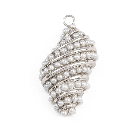 Shell Shape Brass ABS Imitation Pearl Pendants KK-I352-04D-P-1