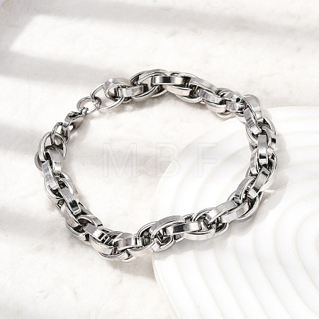 201 Stainless Steel Rope Chain Bracelets for Men STAS-T077-16P-1