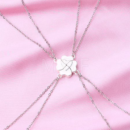 Alloy Magnetic Clover Split Pendant Friendship Necklaces FS-WGB14F7-01-1