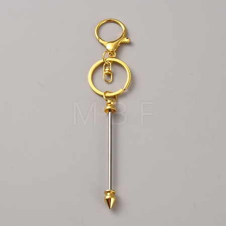 Zinc Alloy Bar Beadable Keychains Clasps KEYC-WH0030-86G-1