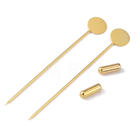 Brass Lapel Pin Base Settings KK-WH0045-025A-G-1