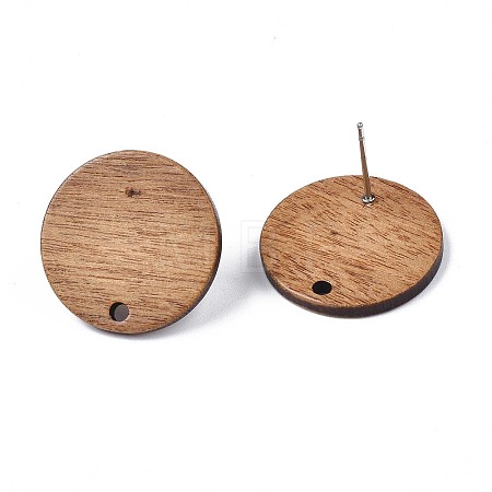 Walnut Wood Stud Earring Findings MAK-N033-008B-1