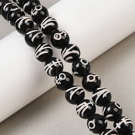 Tibetan Style dZi Beads Strands G-G328-A07-10mm-1