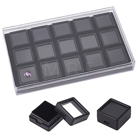 15Pcs Mini Square Acrylic Glass Window Boxes Sets CON-WH0088-43A-1