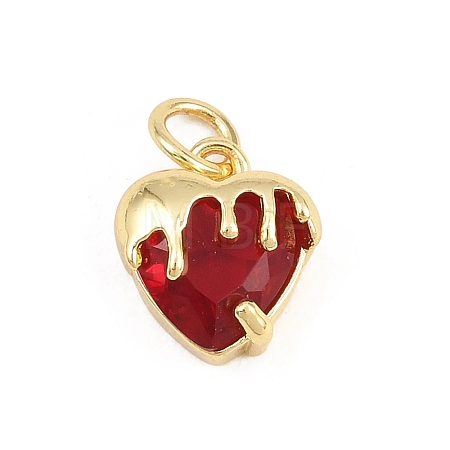 Valentine's Day Brass Micro Pave Red Cubic Zirconia Charms KK-E798-10A-G-1