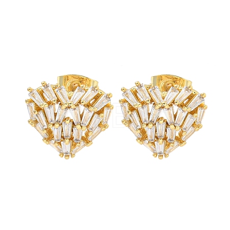 Brass Pave Clear Cubic Zirconia Stud Earrings EJEW-M258-39G-1