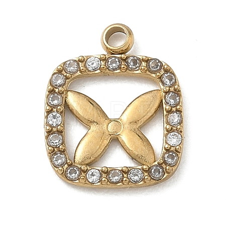 304 Stainless Steel with Crystal Rhinestone Charms RB-CBA8719-01A-G-1
