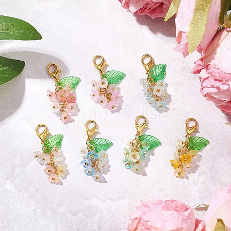 7Pcs Frosted Acrylic Flower Pendant Decorations AC-CJCBD0-1
