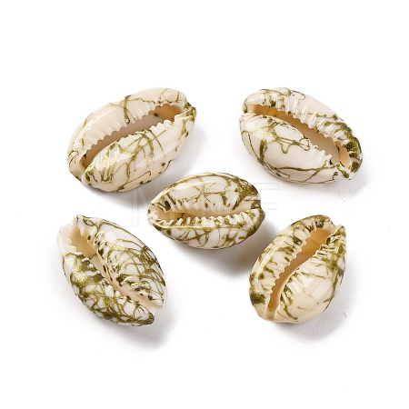 Spray Painted & Drawbench Cowrie Shell Beads SSHEL-M023-03D-1