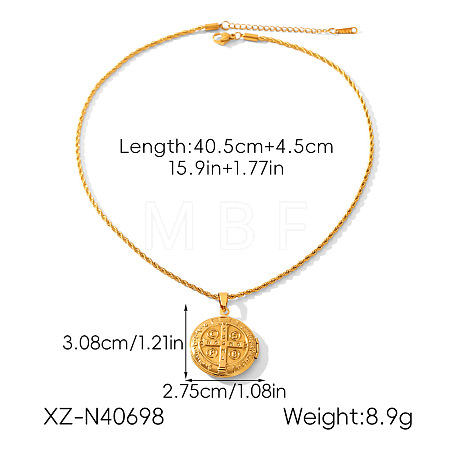 304 Stainless Steel Embossed Photo Locket Pendant Necklaces WG7FD69-01-1