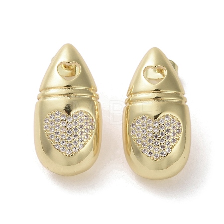 Brass Micro Pave Cubic Zirconia Stud Earrings EJEW-H308-08G-01-1