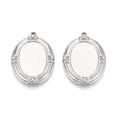 304 Stainless Steel Pendant Cabochon Settings STAS-T067-17P-1