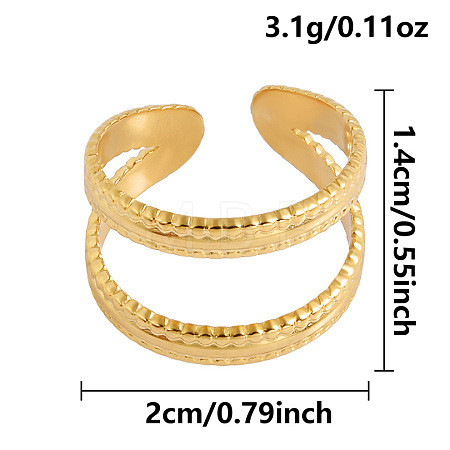 Double-layer 304 Stainless Steel Open Cuff Rings JO2832-2-1