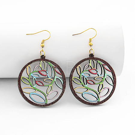 Wood Dangle Earrings for Women WG26A13-08-1