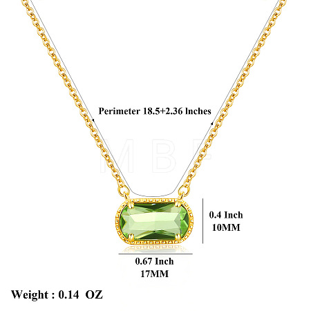304 Stainless Steel Pave Cubic Zirconia Oval Birth Stone Pendant Necklaces for Women FS-WGC2097-10-1