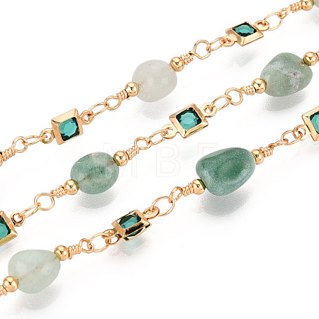 Handmade Brass Glass Square Link Chains CHC-T017-02-1