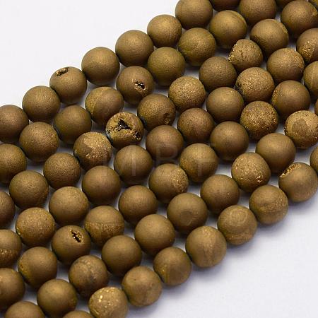 Electroplate Natural Druzy Agate Beads Strands G-G708-10mm-12-1