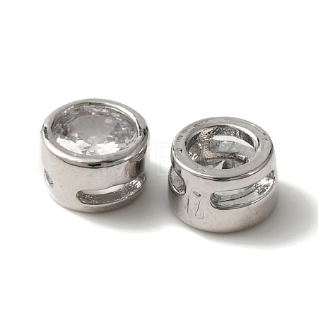Rack Plating Brass Micro Pave Cubic Zirconia Slide Charms KK-C020-13P-1