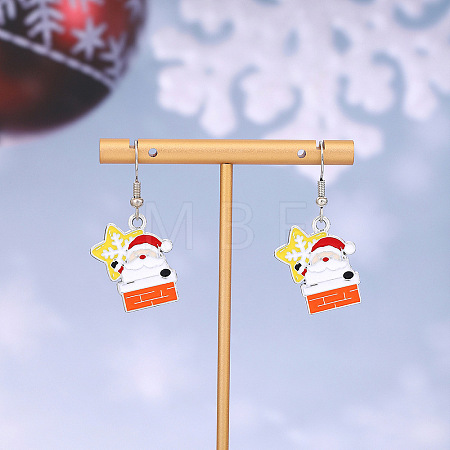 Christmas Theme Alloy Enamel Dangle Earrings FS-WGBB05F-08-1