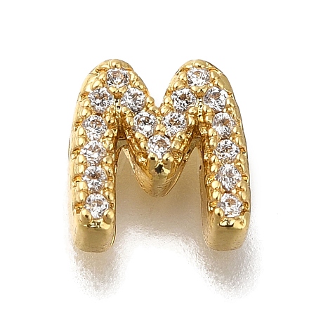 Rack Plating Brass Micro Pave Clear Cubic Zirconia Beads KK-G500-30G-M-1