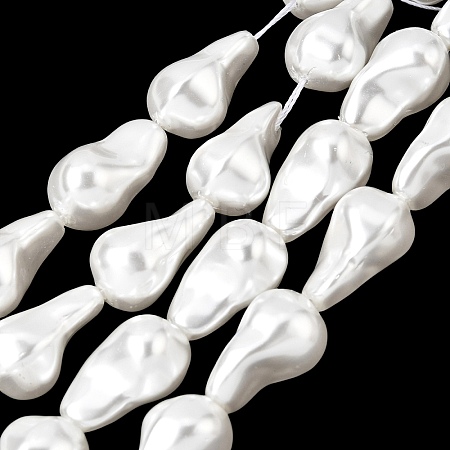 Electroplated Glass Shell Pearl Beads Strands BSHE-B009-B01-13x21mm-1