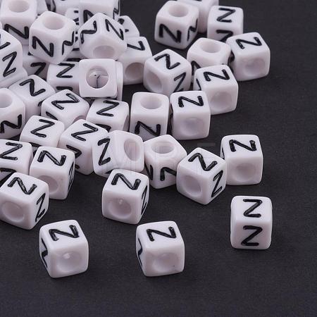 Acrylic Horizontal Hole Letter Beads PL37C9308-Z-1