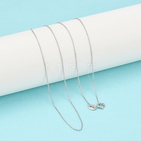 Anti-Tarnish Trendy Unisex Rhodium Plated 925 Sterling Silver Cable Chains Necklaces STER-M034-B-07-1