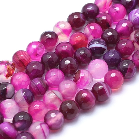 Natural Striped Agate/Banded Agate Beads G-J371-09-8mm-1