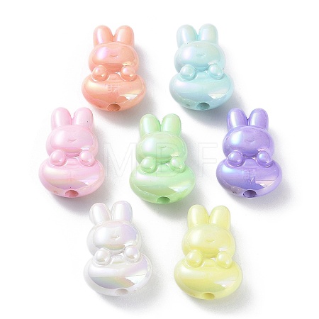 UV Plating Rainbow Iridescent Acrylic Beads OACR-A029-10-1