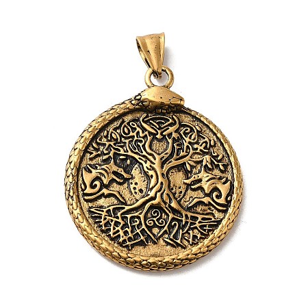 304 Stainless Steel Big Pendants LS-STAS-D091-12AG-1