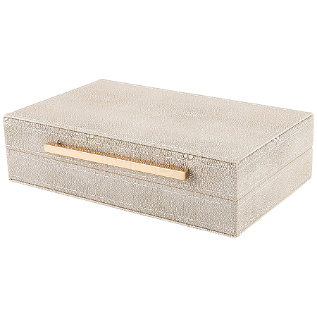 1Pc Wood Covered with PU Leather Jewelry Storage Boxes with Golden Tone Iron Findings CON-CN0001-24-1