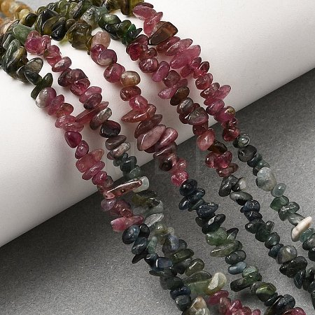 Natural Multicolor Tourmaline Chip Bead Strands G-M298-15-1