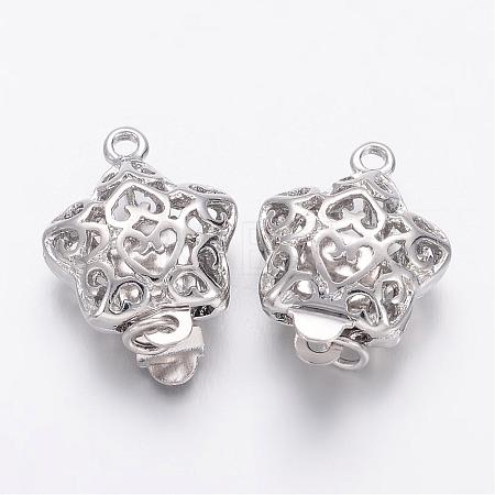 Filigree Star Brass Box Clasps KK-F0182-P-NF-1
