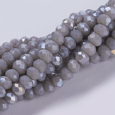 Electroplate Glass Beads Strands GLAA-F076-FR06-1