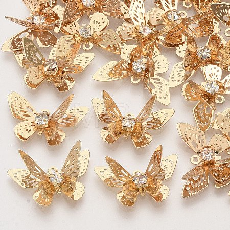 Brass Filigree Pendants X-KK-R082-07LG-1