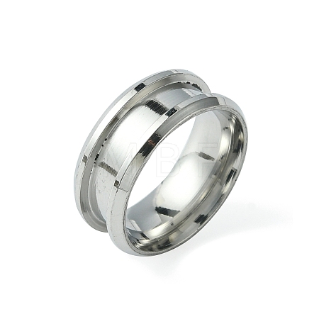201 Stainless Steel Grooved Finger Ring Settings STAS-TAC0001-10A-P-1