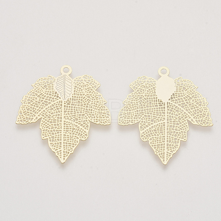 Autumn Theme Brass Filigree Pendants X-KK-T048-057G-NF-1