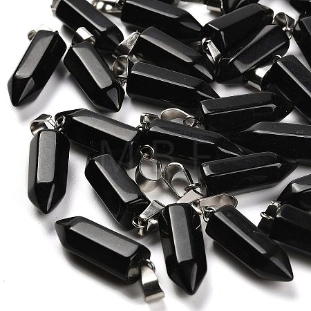 Natural Obsidian Pendants G-Z067-07P-10-1