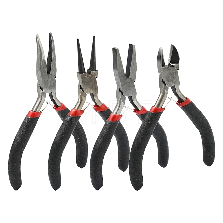 4Pcs 4 Styles Carbon Steel Flat Nose Pliers for Jewelry Making Supplies TOOL-YW0001-80-1