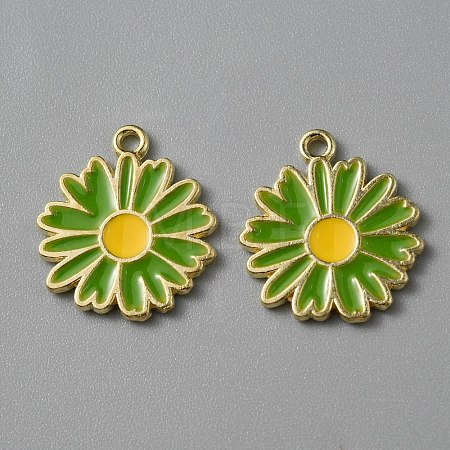 Light Gold Plated Alloy Enamel Pendants ENAM-WH0001-36LG-05-1