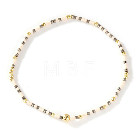 Bohemian Glass Seed Beads & Brass Stretch Bracelets for Women TI8364-4-1
