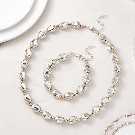 Oval CCB Plastic Beads Necklace & Bracelets Sets SJEW-JS01375-1