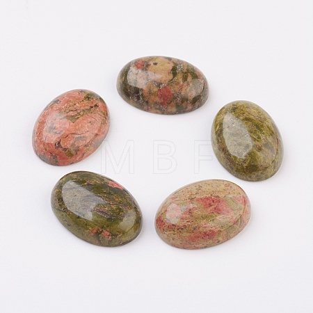 Natural Unakite Flat Back Cabochons G-G741-30x40mm-16-1