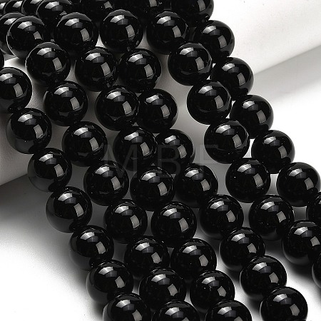 Natural Black Onyx(Dyed & Heated) Beads Strands G-H329-C06-10mm-1