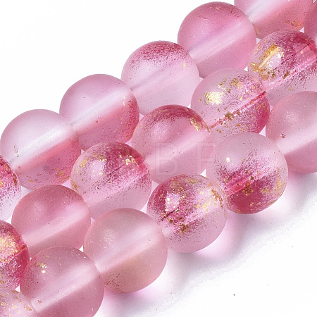 Frosted Spray Painted Glass Beads Strands GLAA-N035-03C-C04-1
