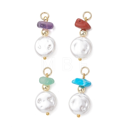 Flat Round ABS Plastic Imitation Pearl Pendants PALLOY-JF05020-1