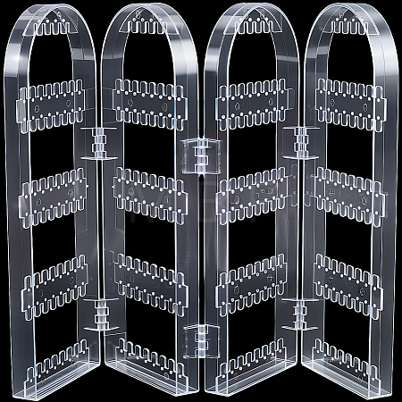 PS Plastic Earring Display Folding Screen Stands with 4 Folding Panels ODIS-WH0043-142A-02-1