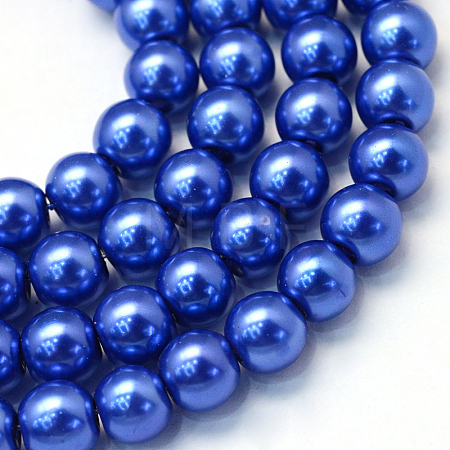Baking Paint Pearlized Glass Pearl Round Bead Strands HY-Q330-8mm-28-1