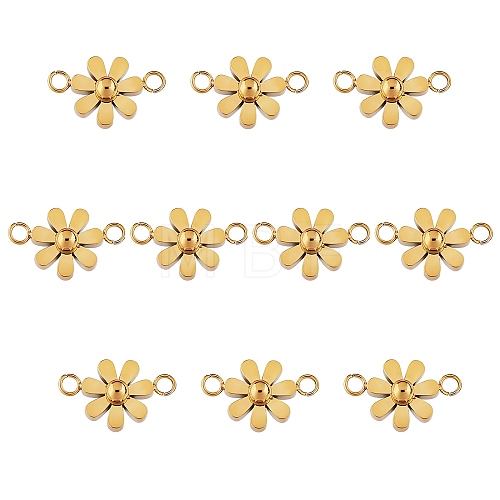 10Pcs 430 Stainless Steel Small Flower Connector Charms JX237B-1