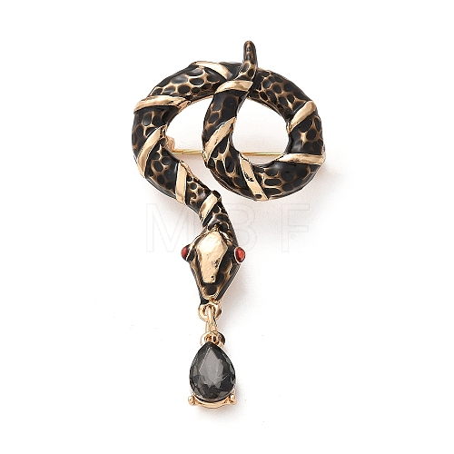 Rhinestone Snake Aolly Brooch with Enamel JEWB-V002-17A-1